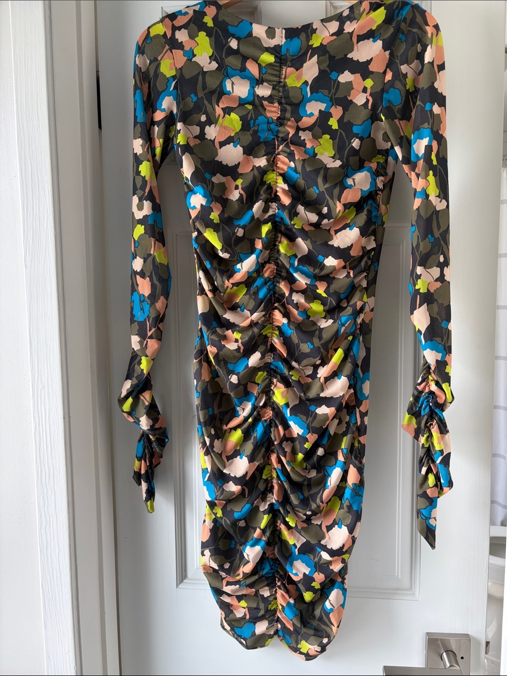 Ted Baker Multi-Color Ruched Long-Sleeve Floral Dress